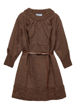 Prada Mouliné wool mini dress - Brown