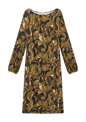MALIPARMI floral-pattern long-sleeve midi dress - Green