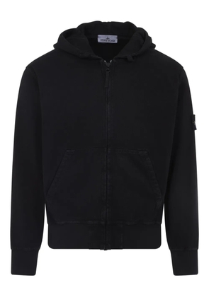 Stone Island logo-patch zip-up hoodie - Black