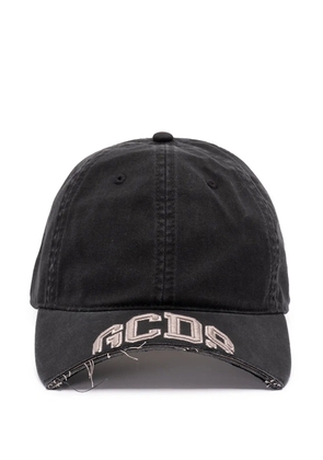 GCDS logo-embroidered frayed-edge baseball cap - Black