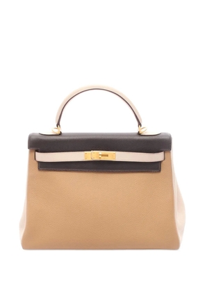 Hermès Pre-Owned 2003 Tricolor Clemence Kelly II Retourne 32 satchel - Brown