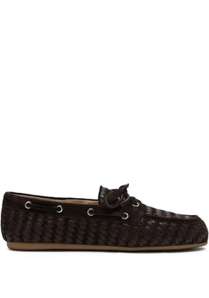 Miu Miu woven suede loafers - Brown