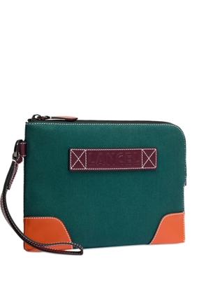 Lancel leather-trimmed zip-top clutch - Green
