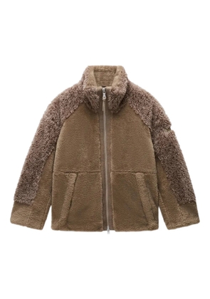 Napapijri embossed zip-up coat - Brown