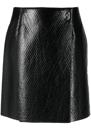 Ferragamo embossed wrap leather skirt - Black