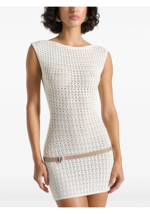 Manière De Voir Keyla pointelle backless mini dress - White