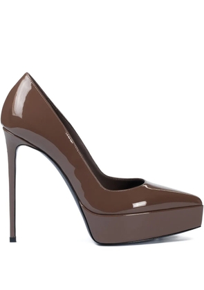 Le Silla 140mm Uma patent-leather platform pumps - Brown