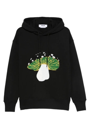 MSGM mushroom-embroidered hoodie - Black