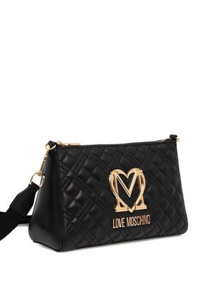 Love Moschino quilted logo cross-body bag - Black