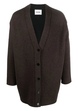 Jil Sander oversize V-neck cardigan - Brown