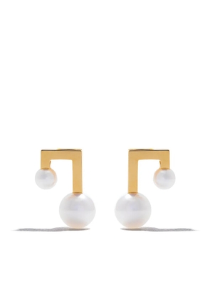TASAKI 18kt yellow gold Balance Note Collection Line Akoya pearl stud earrings