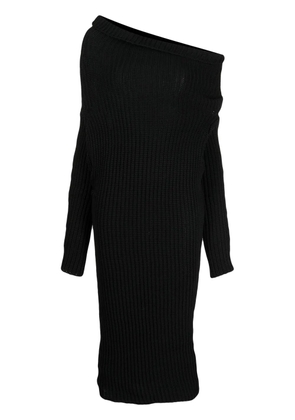 A.W.A.K.E. Mode asymmetric wool-blend midi dress - Black