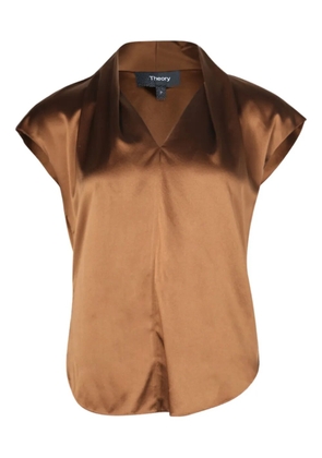 Theory draped cap-sleeve top - Brown
