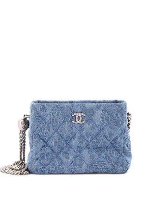 CHANEL Pre-Owned Sweet Heart Chain Crossbody Bag Quilted Camellia Denim Mini shoulder bag - Blue