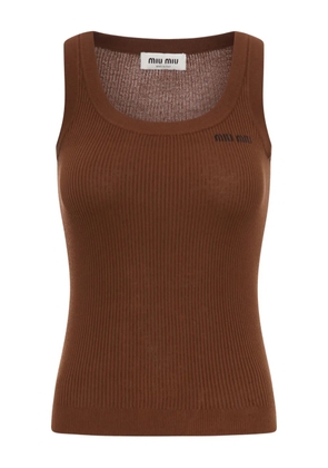 Miu Miu ribbed cotton top - Brown