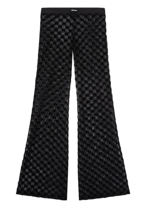 Palm Angels semi-sheer monogram flared trousers - Black