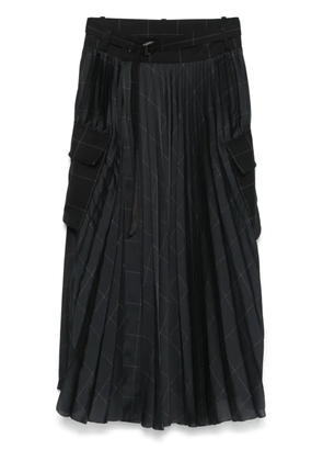 sacai windowpane-print maxi skirt - Black
