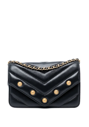 CHANEL Pre-Owned 2018-2019 Chevron Lambskin Button Wallet On Chain crossbody bag - Black