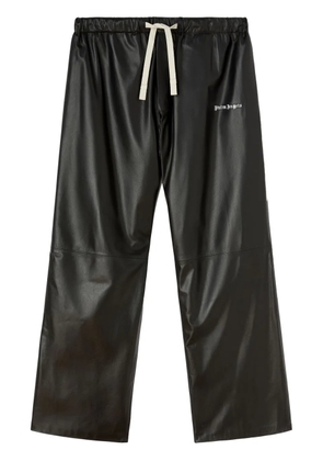 Palm Angels logo-print leather track pants - Black