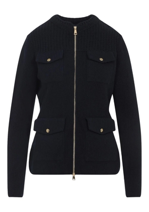 Moncler ribbed zip-front fitted jacket - Blue