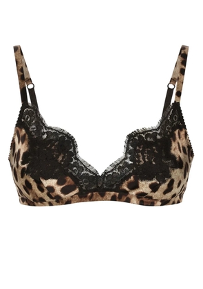 Dolce & Gabbana leopard-print lace-detail bra - Neutrals