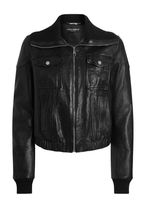 Dolce & Gabbana bomber-style leather jacket - Black