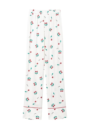 TWINSET cherry-pattern satin pajama bottoms - White