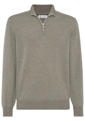 Brunello Cucinelli zip-fastening cashmere polo shirt - Green