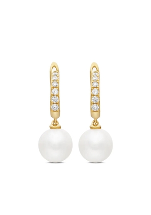 David Yurman 18kt yellow gold pearl diamond hoop earrings (15.6mm)