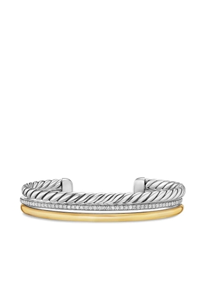 David Yurman 18K yellow gold and sterling silver DY Mercer® Three Row diamond bangle