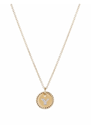 David Yurman 18kt yellow gold Initial Y diamond charm necklace