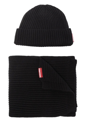 DSQUARED2 knitted beanie hat and scarf set - Black