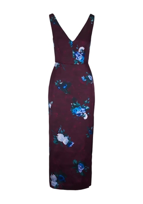 ERDEM V-neck floral midi dress - Purple