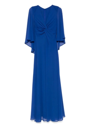 Talbot Runhof knot-detail cape gown - Blue