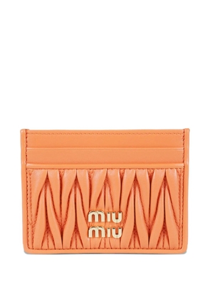 Miu Miu matelassé-motif card holder - Orange