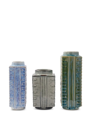 POLSPOTTEN Small City textured ceramic vases (set of three) - Blue