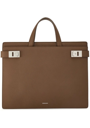 Ferragamo Gancini-buckle leather briefcase - Neutrals