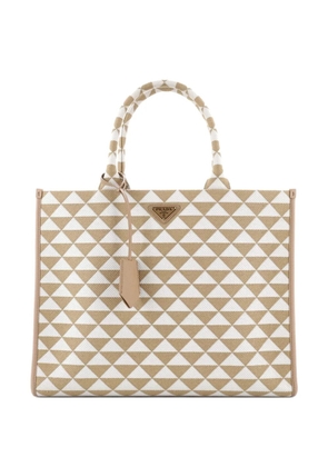 Prada Pre-Owned Symbole Shopper Jacquard Large tote bag - Neutrals