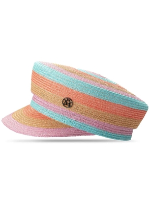Maison Michel Abby stripe-print straw cap - Blue