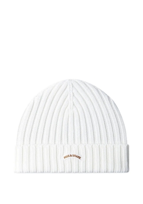 Paul & Shark ribbed beanie hat - White