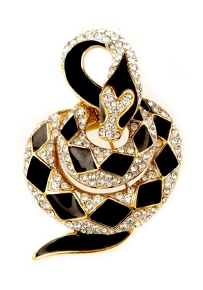 Susan Caplan Vintage 1980s snake crystal-embellished brooch - Black