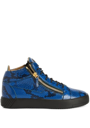 Giuseppe Zanotti Kriss python-effect mid-top sneakers - Blue