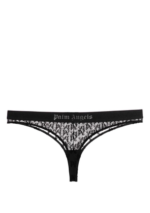 Palm Angels monogram-motif lace thong - Black