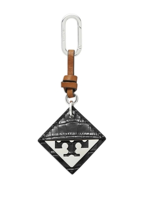 Tory Burch crocodile-embossed logo-detail keyring - Black