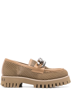 Casadei chain-trim mesh loafers - Neutrals