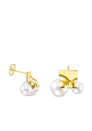 TASAKI 18K yellow gold M/G Tasaki Square Leaf pearls earrings