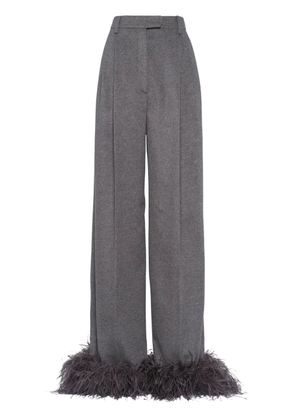 Prada feather-trim cashmere trousers - Grey