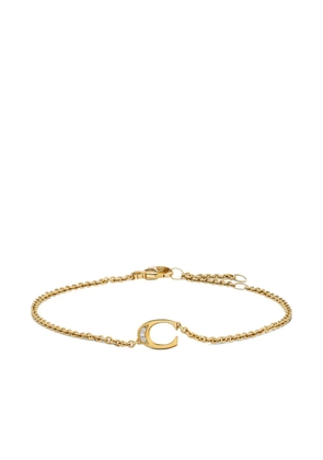 David Yurman 18K yellow gold Petite Pavé Initial diamond bracelet