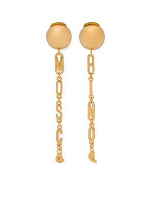 Moschino logo-lettering earrings - Gold