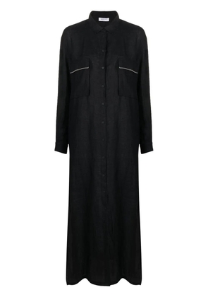 Fabiana Filippi long-sleeved maxi linen shirtdress - Black